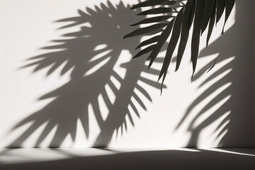 Blurred tropical palm leaf shadow on pink and green wall background for product show, Spring and Summer, Minimal Style, Generative AI.