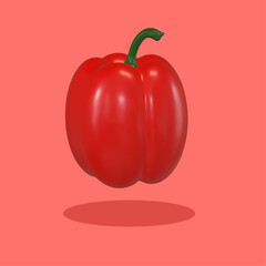 3d rendering fresh red bell pepper