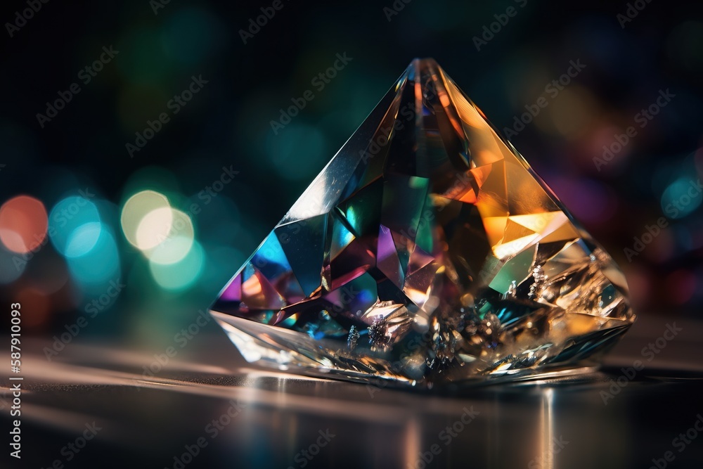 Aufkleber a diamond is shown on a table with blurry lights in the background of the image and a blurry boke of