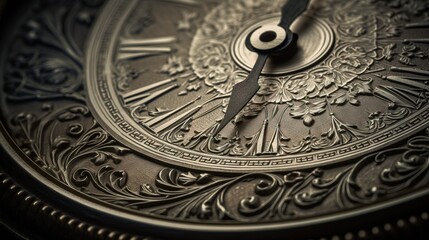 Fototapeta na wymiar a close up of a clock face with roman numerals and a clock face with roman numerals and a clock face with roman numerals. generative ai