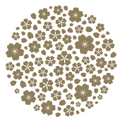 Silhouette of cherry blossoms in a circular grouping