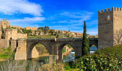 Old famous bridge in Toledo,  Spain