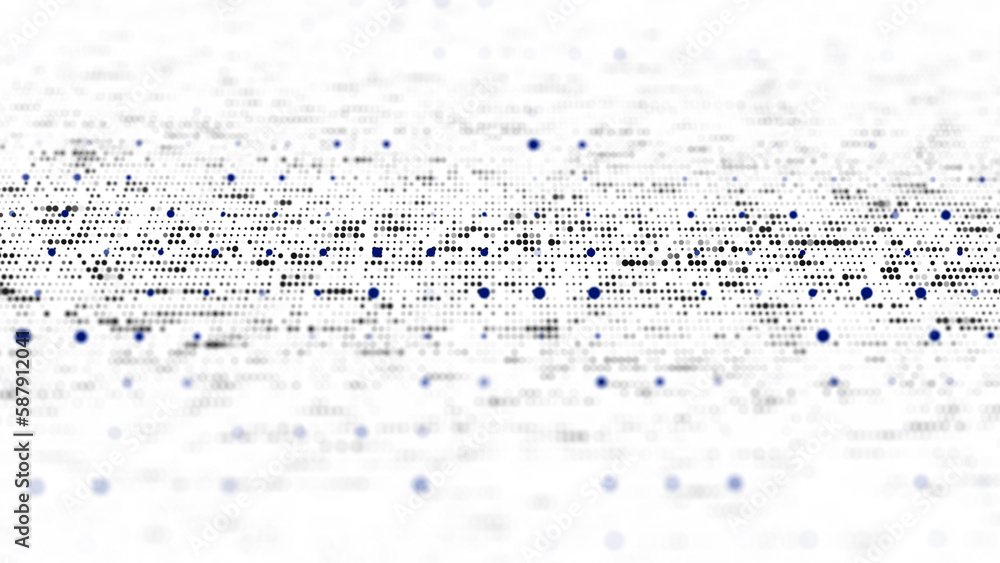 Poster futuristic white background from blue dots on front off. abstract mesh background. big data visualiz