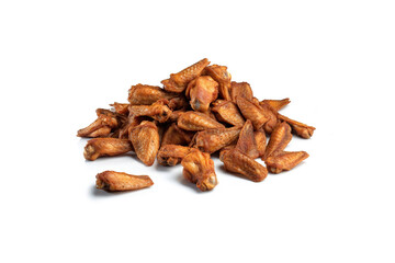 a pile of spicy fried chicken wings isolated on a white background. Created with Generative AI Technology