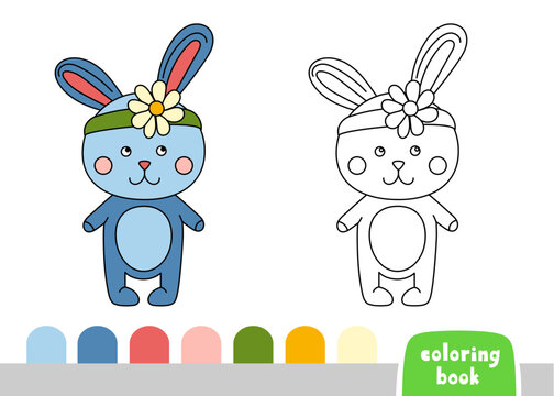 Coloring Book for Kids Bunny Page for Books Magazines Vector Illustration Template