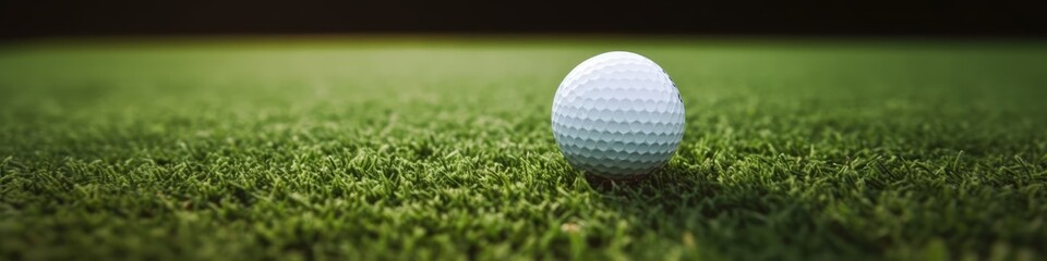 Obraz premium Golf Ball on Green. Banner. Generative AI.