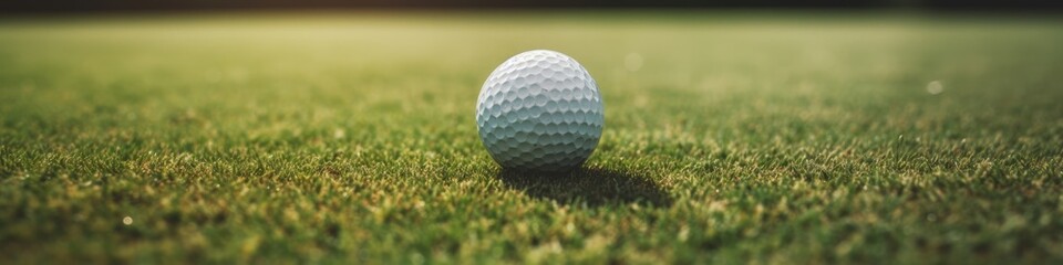 Fototapeta premium Golf Ball on Green. Banner. Generative AI.