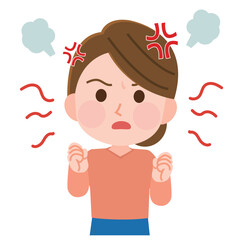 イライラして怒る女性　イラスト