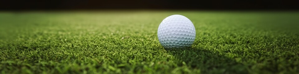 Obraz premium Golf Ball on Green. Banner. Generative AI.
