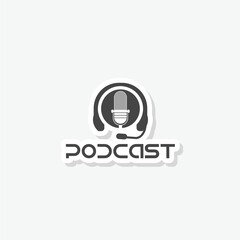 Podcast logo sticker isolated on white