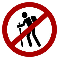 No hiking allowed sign icon
