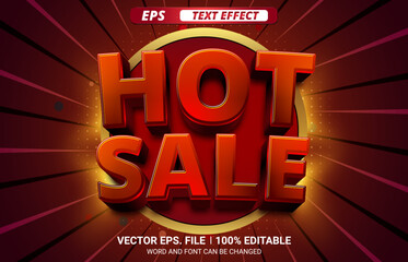 Red and yellow poster with editable hot sale text effect on it
