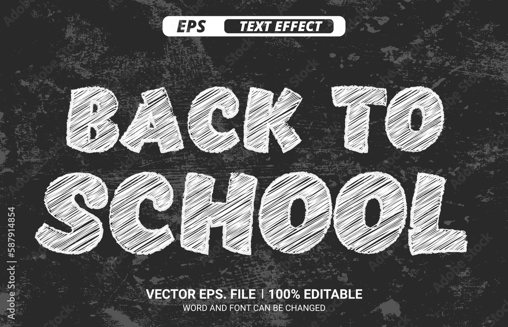 Poster back to school editable text effect vector on a blackboard
