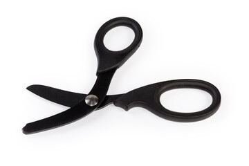 Trauma shears close-up on a white background