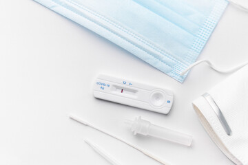 Home testing kit for coronavirus on a white background