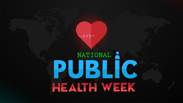 The April first week of the national public health week poster concept design. Background in world map vector illustration