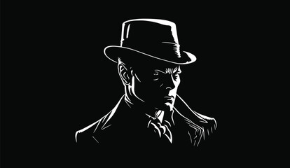 person with hat mafia vector free illustration 