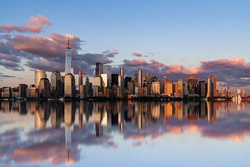 Skyscrapers of New York city and their reflection in water