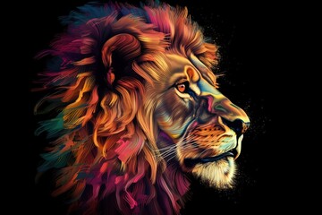A majestic and powerful African lion roaring - This African lion is roaring, showing off its majestic and powerful nature. Generative AI