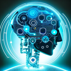 Obraz premium In a futuristic world, AI and machine learning have revolutionized the way humans interact with technology 