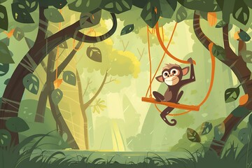 A mischievous monkey swinging through the trees. Generative AI
