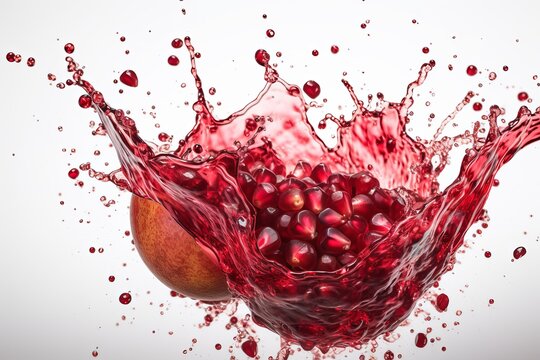 half a pomegranate on a white background