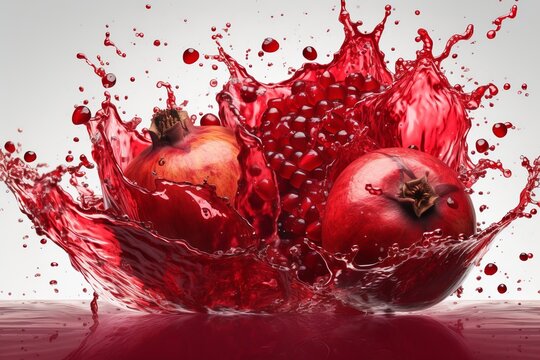 half a pomegranate on a white background