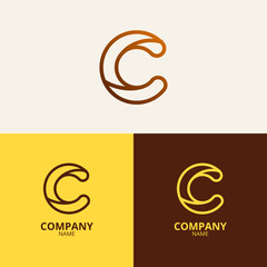 Obraz premium The Letter C Logo Template with a blend of elegant and professional dark brown and light yellow gradation colors is perfect for your company identity