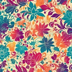 Digitales Papier. Blumen nahtloses Muster. Blumen Hintergrund. Fr&uuml;hling digitales Papier. Florales digitales Papier. Delicate floral seamless pattern. AI generated.
