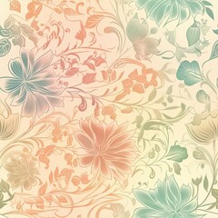 Fototapeta na wymiar Digitales Papier. Blumen nahtloses Muster. Blumen Hintergrund. Frühling digitales Papier. Florales digitales Papier. Delicate floral seamless pattern. AI generated.