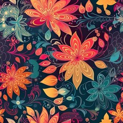 Delicate floral seamless pattern with a glossy finish. AI generated.