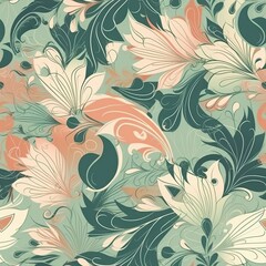 Delicate floral seamless pattern with a glossy finish. AI generated.