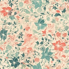 Fototapeta na wymiar Delicate floral seamless pattern with a glossy finish. AI generated.