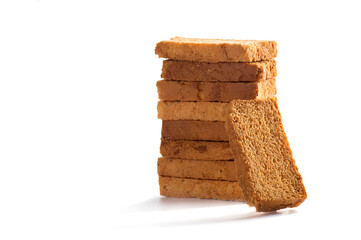 Rusk or toasts on a white background