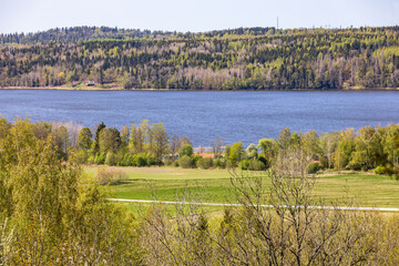 Lake in a valley at springtime