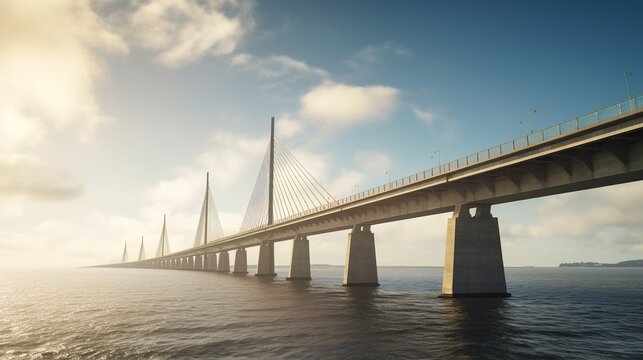 Denmark Oresund Bridge photorealistic