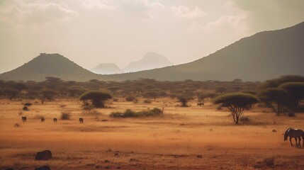 Fototapeta na wymiar Kenya and Tanzania Tsavo National Park photorealistic
