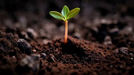 Seedling growing out of the earth 