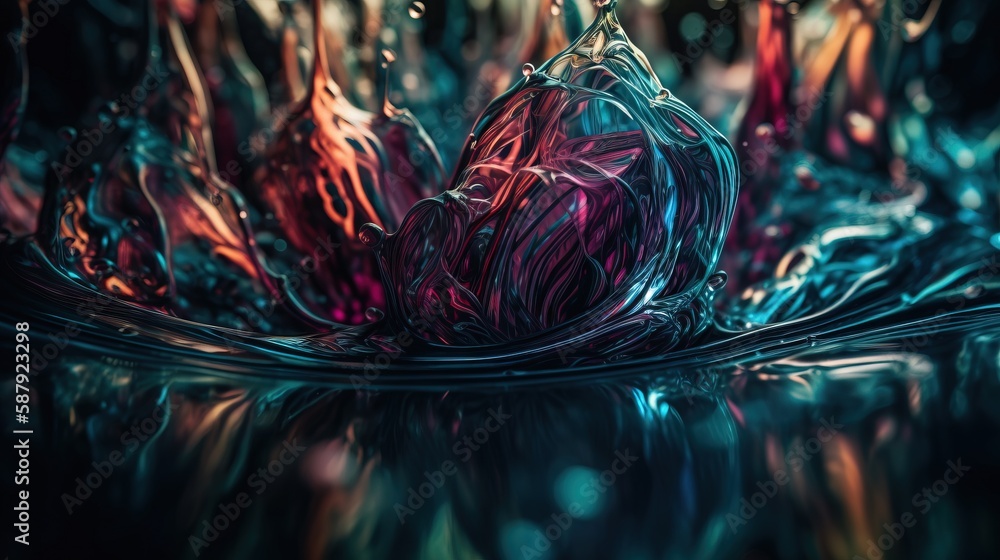 Poster a heart shaped object floating on top of a body of water with a reflection of it in the water and a 