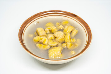 indonesian traditional food delicacy kolak pisang. sweet banana with palm sugar