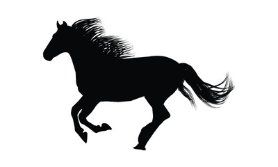 Fototapeta na wymiar Running horse black silhouette. Vector illustration. 