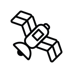 Artificial satellite in orbit around the earth. Signal satellite. Simple flat style icon