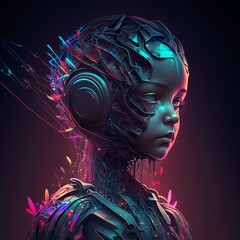 The Neon Prodigy - A Futuristic Girl Enhanced by AI