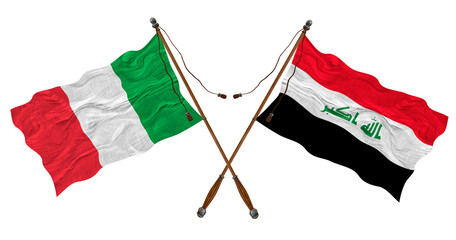 National flag  of Iraq and Italy. Background for designers