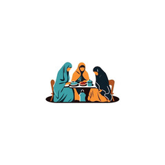 eat together in the month of ramadan logo vector