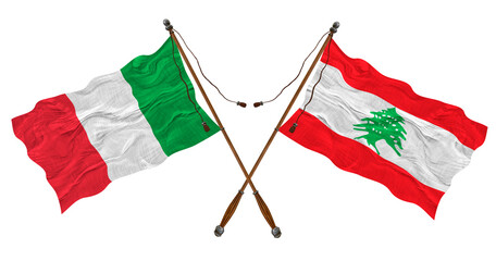 National flag  of Lebanon and Italy. Background for designers