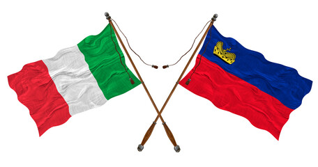 National flag  of Liechtenstein and Italy. Background for designers