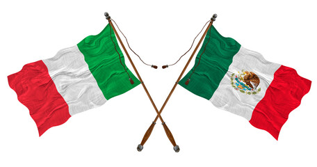 National flag  of Mexico and Italy. Background for designers