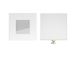 Blank Package Square Cardboard Sliding Drawer Box With Pull Knob Template. 3d render illustration.