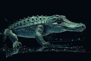 A fierce and predatory crocodile in the river Generative AI